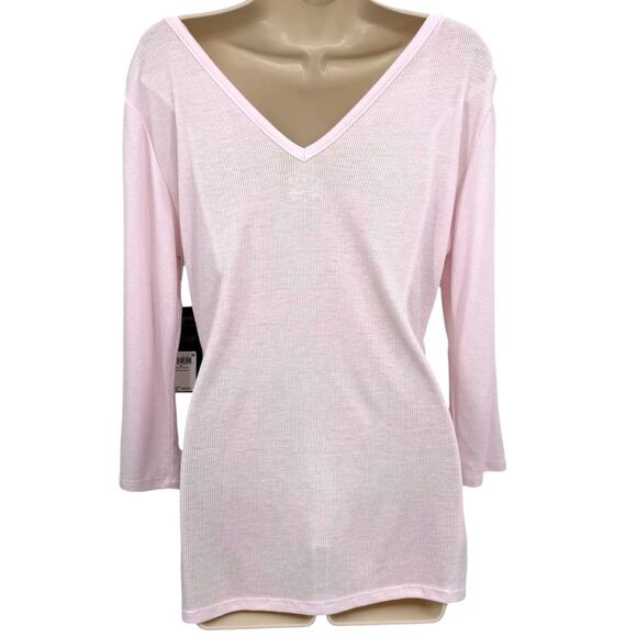 Guess Henley Womens XL NWT Pastel Pink 3-Button 3/4 Sleeve Soft Girl Minimalist - Picture 4 of 7